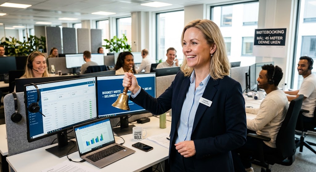 M&oslash;tebookere feirer et booket salgsm&oslash;te